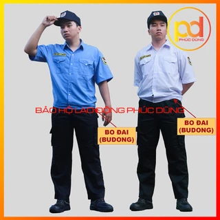 Bộ quần áo đồng phục bảo vệ budong bo eo đai ngắn tay kèm quần túi hộp chuyên nghiệp cotton thấm hút mồ hôi tốt