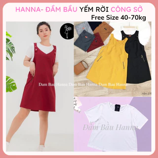 Đầm bầu yếm rời công sở dáng suông có size 70kg chất vải cao cấp thoáng mát kết hợp với áo thun hoặc áo công sở