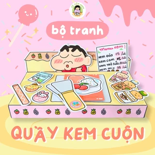 Bộ Tranh Đồ Chơi Giấy Cô Tiên Xanh Quầy Kem Cuộn Thái Lan