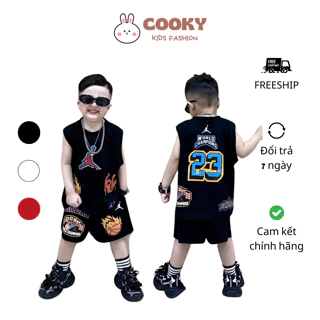 Set bộ quần áo Tank top mùa hè bé trai Jordann chất vải cotton co giãn thoáng mát, thấm hút mồ hôi HOBI KIDS