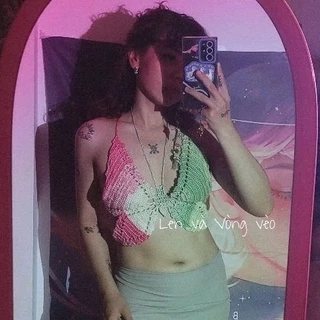 Butterfly Croptop áo bikini hình bướm bằng len handmade (có dây cột điều chỉnh)