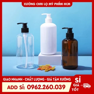 Chai Nhựa Pet Rỗng Vòi Nhấn 300ML/500ML Đựng Dầu Gội, Sửa Tắm, Gel Rửa Tay - Chai Lọ Mỹ Phẩm Giá Sỉ