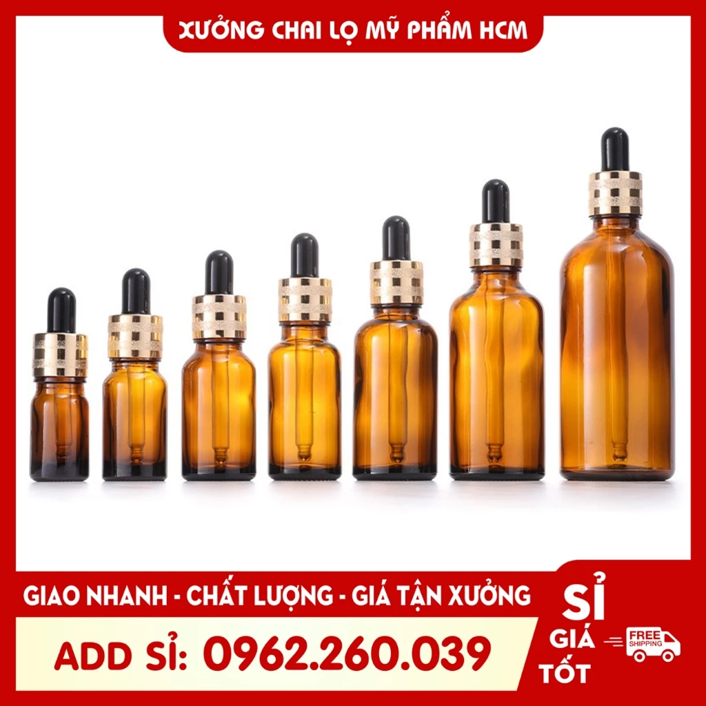 Lọ Chiết Serum Bóp Giọt Khoen Vàng Sọc Vằn 50ML/100ML Chiết Mỹ Phẩm