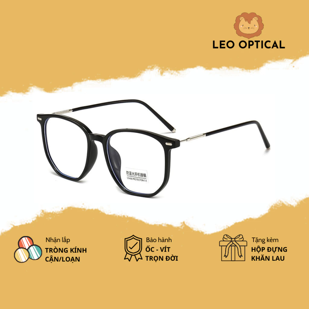 Kính mắt nhựa cỡ to vuông lục giác nhiều màu lọc ánh sáng xanh chống bụi LEO OPTICAL 7012