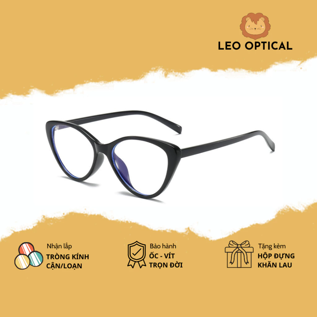 Kính mắt mèo cận nhựa dẻo dáng cơ bản đơn giản dễ đeo LEO OPTICAL 2383