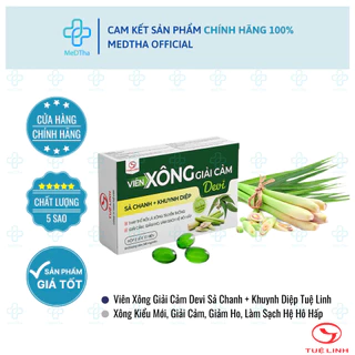 Viên Xông Giải Cảm Devi Sả Chanh + Khuynh Diệp - Giải Cảm, Giảm Ho, Bảo Vệ Đường Hô Hấp (20 Viên) [Chính Hãng]