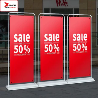 Xshop(HỎA TỐC)- Standee kiểu cửa đế nhựa kt 0.6 x 1.6 và 0.8 x 1.8M, giá treo quảng cáo, khung treo poster