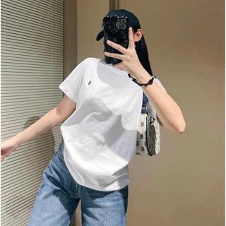 Áo thun nữ cổ tròn form vừa dáng babytee thêu hình ngựa Basic chất thun co giãn 5 màu