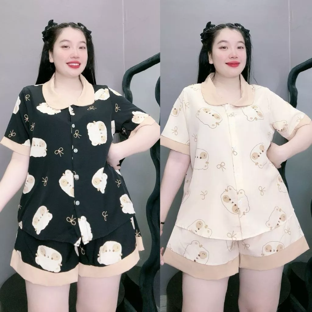 Set đồ bộ pyjama Bigsize xinh xắn in hình chibi dễ thương dành cho các cô nàng chuppy 58-95kg-SET49