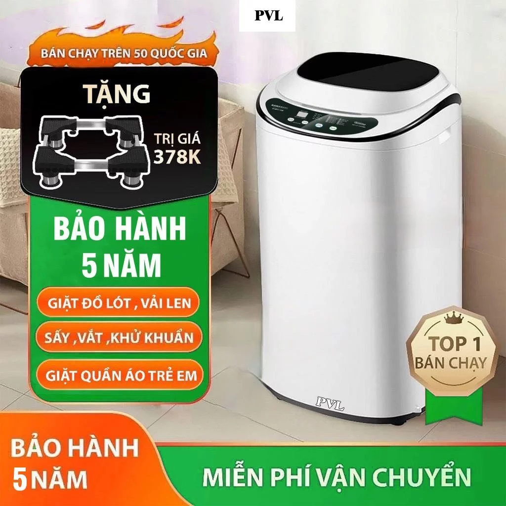 ( SX NHẬT - Ổ CẮM 2 CHẤU ) Máy giặt mini PVL - KAWASAKI,Giặt, vắt, giặt, sấy, khô khử khuẩn bằng tia UV -BẢO HÀNH 6 NĂM