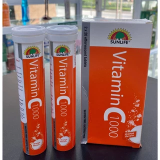 Viên Sủi Sunlife Vitamin C 1000mg Của Đức Giúp Tăng Cường Sức Đề Kháng Lọ 20 Viên ( Hộp 2 lọ)