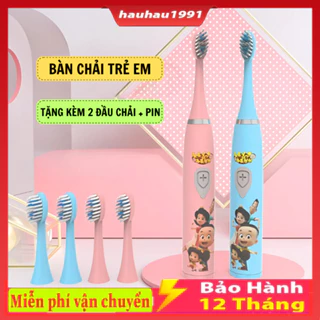 Bàn Chải Điện Cho Bé dùng Pin,đầu lông cực dầy mịn cho bé 3-12 tuổi cao cấp, Bảo Hành 12 Tháng