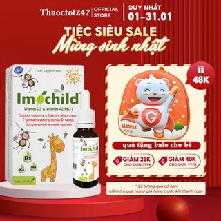 Imochild D3K2 bổ sung Vitamin D3K2 DHA giúp bé cao lớn thông minh tăng sức đề kháng hộp 20ml