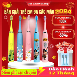 Bàn Chải Điện 4 Chế Độ, Tiện Dụng, Bền Bỉ, Bàn Chải Điện Cho bé, Tặng Kèm Đầu Chải Và Pin Bảo Hành 12 tháng