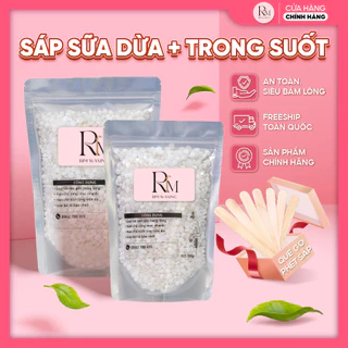 [CHE TÊN] Sáp Wax Lông Sữa Dừa Mix Trong Suốt RIMWAXING Bám Lông Tốt Dùng Được Cho Da Nhạy Cảm Tặng Que Gỗ Phết Sáp