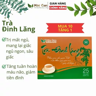 Trà đinh lăng Mộc Can, Trà thảo dược an thần ngủ ngon, giảm tiền đình, tăng tuần hoàn máu não. 1 Hộp 25 túi lọc