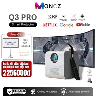 Máy chiếu MONOZ Q3 Pro Android Projector WIFI LED LCD 4K HD 1080p 8000 Lumens BẢO HÀNH 5 NĂM