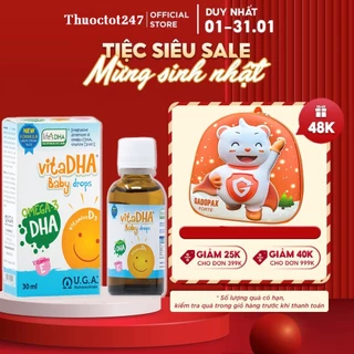 Vita DHA Baby Drops, DHA cho bé, kết hợp Vitamin D3 và Vitamin E giúp bé phát triển trí não, sáng mắt, chắc xương