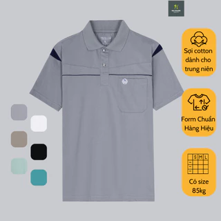 Áo thun nam trung niên Thái Khang loại áo polo cho bố vải cotton tự dệt form classic ATHUN32