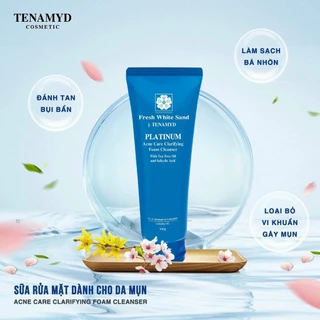 Sữa rửa mặt dành cho da dầu mụn Fresh White Sand by TENAMYD Platium Acne Care Clarifying Foam Cleanser 120ml