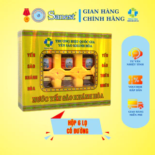 [Hộp quà tặng 6 lọ] Nước Yến sào Khánh Hòa Sanest - Lọ 70ml có đường.