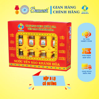 [Hộp quà tặng 8 lọ] Nước Yến sào Khánh Hòa Sanest - Lọ 70 ml có đường.