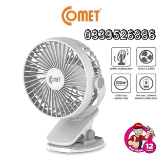 Quạt sạc COMET CRF0705 CHÍNH HÃNG [BH 12 tháng] (1 đổi 1). Quạt tích điện kẹp bàn sạc pin cao cấp