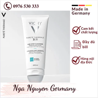 (Nội địa Đức) Sữa rửa mặt Vichy Pureté Thermale 3in1 One Step Cleanser 100ml _ Hàng chuẩn, đủ bill Đức