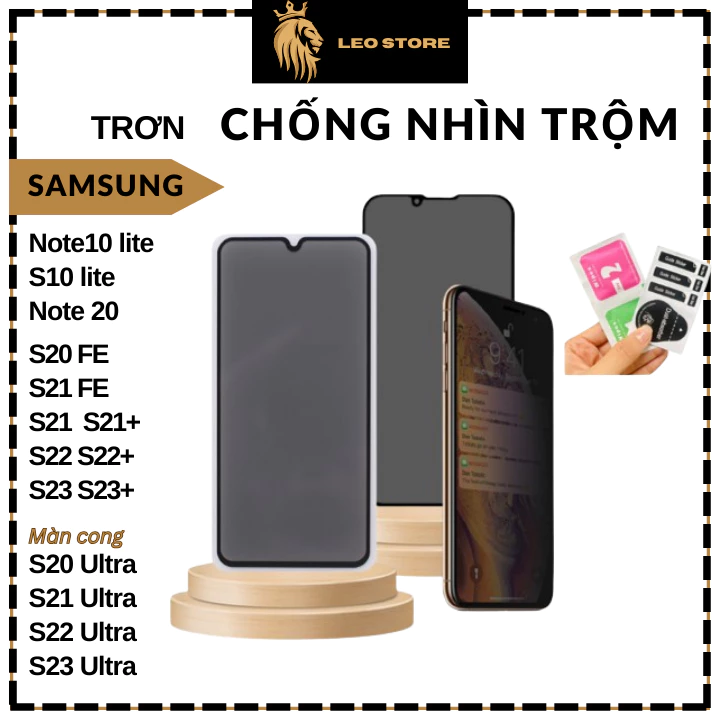 Kính cường lực Chống Nhìn Trộm Samsung S20 S20Fe S21 S21Fe S22 S23 Fe Plus S21+ S22+ S23+ cao cấp full màn tặng bộ dán