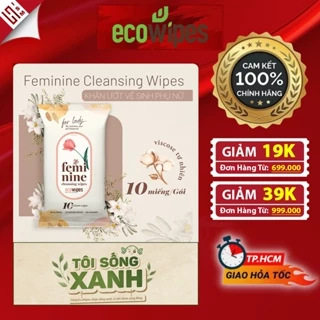 Khăn giấy ướt phụ khoa vệ sinh vùng kín phụ nữ EcoWipes Cao Cấp (Feminine Cleansing Wipes Hương hoa Daisy - Gói 10 tờ)