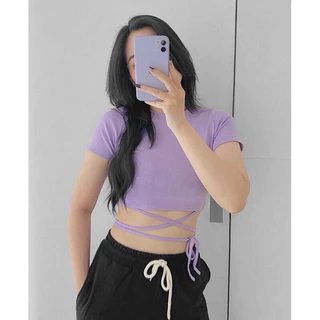 Áo Croptop Thắt Dây Chéo Bụng  Áo Thun Croptop chéo Bụng Siêu Hot Trend