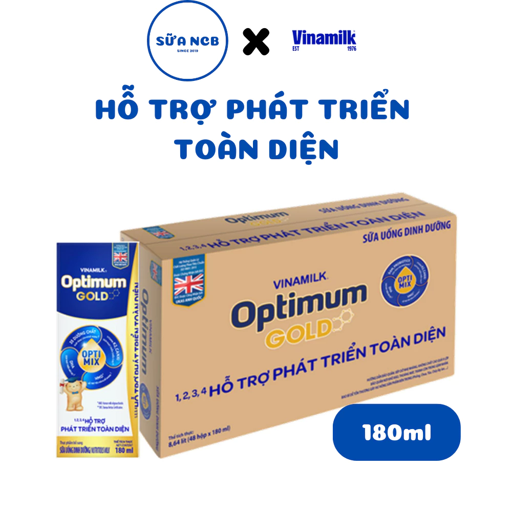 Sữa pha sẵn Optimum Gold Vinamilk - Thùng 48 Hộp 180ml - Phát triển toàn diện