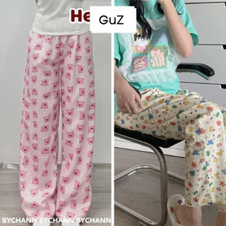 Quần ngủ dài mặc ở nhà in hoạ tiết hoạt hình GUZ với phong cách Unisex siêu hot cho mọi lứa tuổi nam nữ