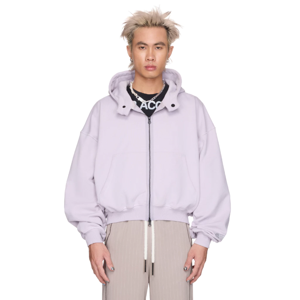 Áo khoác dáng ngắn dây kéo - BEUTER Heather Boxy Zip Hoodie