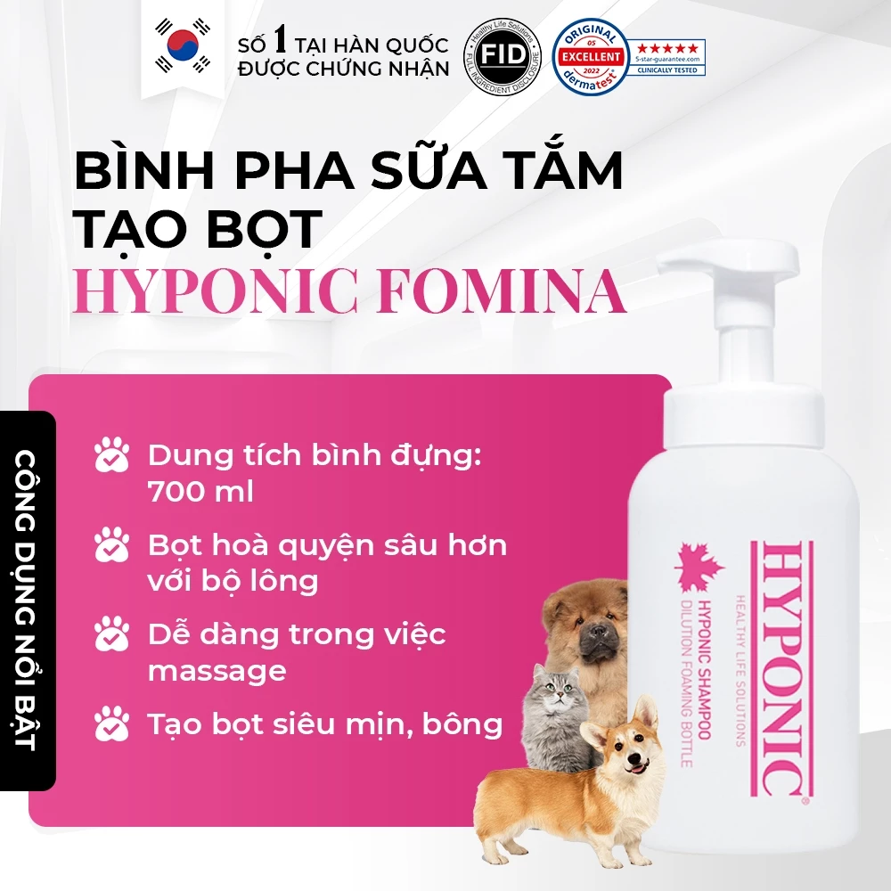 Bình pha sữa tắm tạo bọt HYPONIC Fomina, chuyên dùng pha sữa tắm cho thú cưng