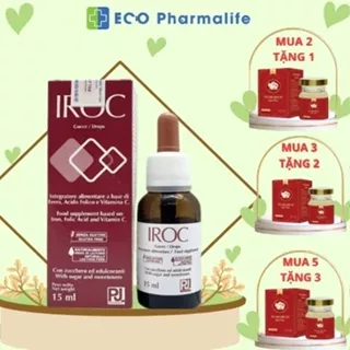 Iroc (Ý) bổ sung sắt hữu cơ và vitamin c dạng nhỏ giọt cho bé, mẹ bầu và người thiếu sắt 15ml