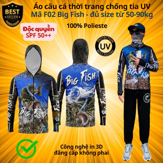 Áo câu cá thời trang F02 Big Fish F05 chống nắng SPF cho nam chất liệu chống tia UV đủ size từ M-3XL chính hãng D Danido