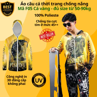 Áo câu cá thời trang F05 Cá vàng F02 F03 chống nắng cho nam polieste S chống tia UV đủ size từ M-3XL chính hãng D Danido