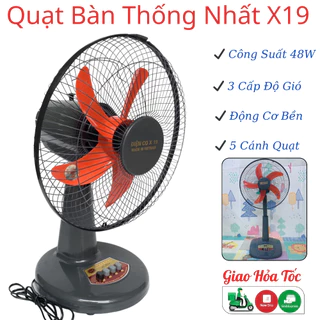 Quạt bàn điện cơ Thống Nhất X19-300, Công suất 48W, Tích hợp 3 chế độ gió, Động cơ bền bỉ, Bảo Hành 12 Tháng