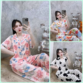 Đồ bộ tole nữ mặc nhà pyjama tay ngắn quần dài phối ren xinh xắn F21 VNXK SHOP5SAO (43-75kg)