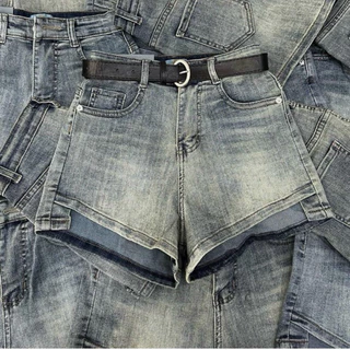 Quần short jean co giãn lưng cao,Quần Bò nữ lai lệch QC