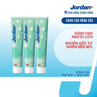 [Combo 3 tuýp] Kem đánh răng cho người lớn vị bạc hà hoa cúc mát lạnh Jordan Clean & Fresh Cool , 75g/tuýp