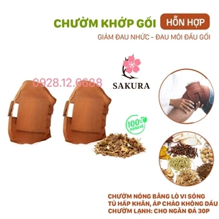 Đai chờm khớp gối đôi Sakura, túi chườm thảo dược, chườm đầu gối bằng thảo dược