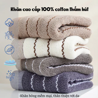 Khăn mặt, khăn gội 35x75cm 100% cotton thấm hút cao cấp