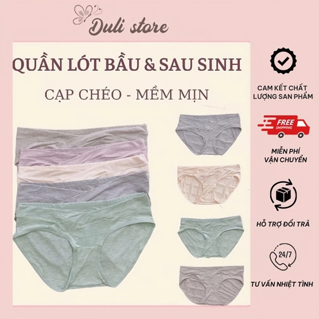 Quần Lót Bầu, Chip Bầu Cạp Chéo Cotton Size 40-75Kg