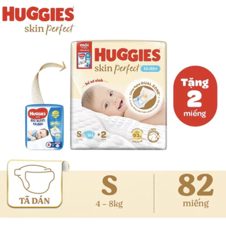 Bỉm - Tã dán sơ sinh Huggies cộng miếng size S 80 + 2 miếng (4 - 8kg)