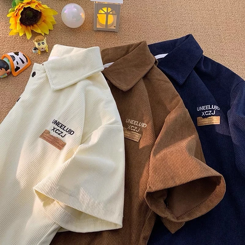 Áo Thun Nam Nữ Thêu Hình  APT Unisex Áo Polo From Rộng Tay Lửng  Mùa Hè 2024 Chất Liệu Nhung Tăm Mềm Mịn