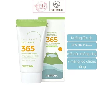 Kem Chống Nắng Rau Má PrettySkin The Pure Jeju Cica Sun Cream 50ml Dành Cho Da Nhạy Cảm SPF50+ PA++++ 50ml Pretty Skin