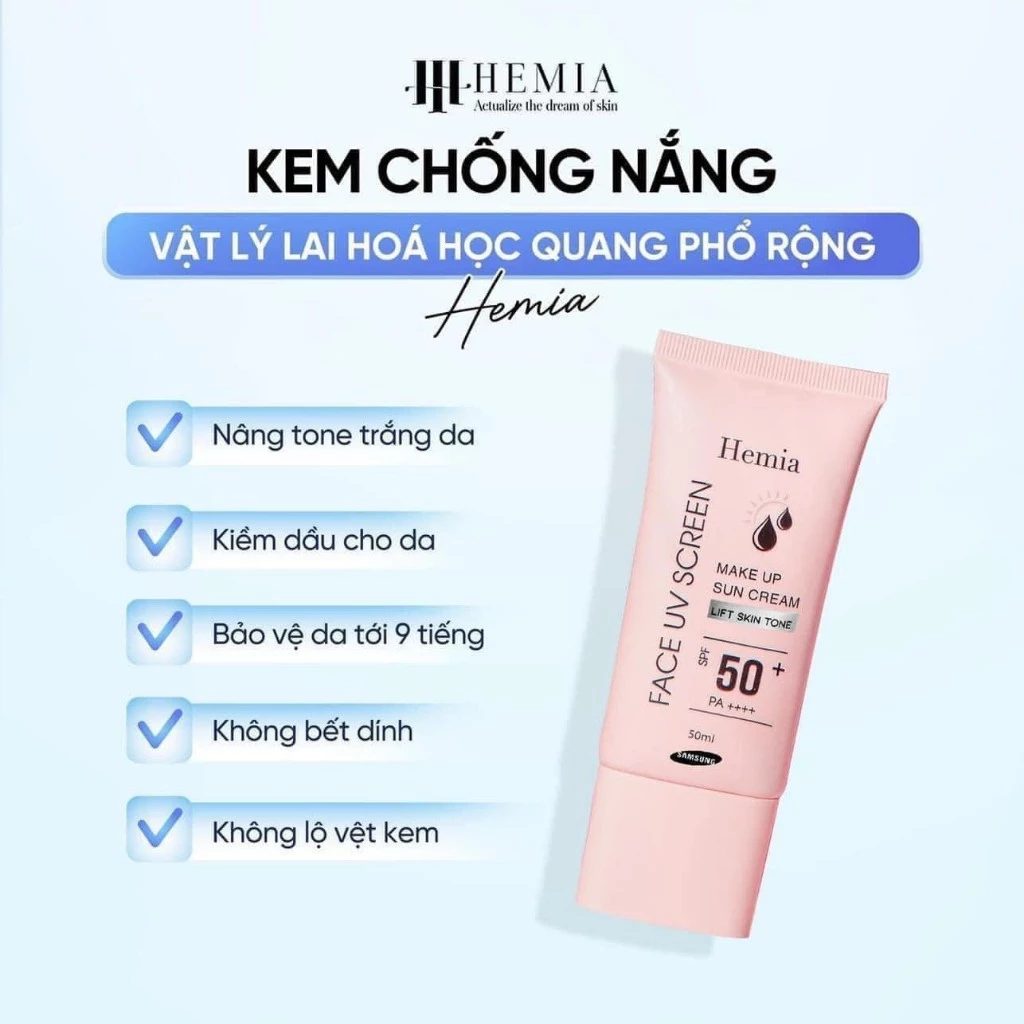 Kem  Chống  Nắng  Hemia  Dành  Cho Mặt  -  Kem  Chống  Nắng  Hàn  Quốc -  MaKe Up Sun Nâng Tone Da