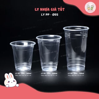 SET 50 Ly Nhựa UKP PP 95 Đáy Bằng, Loại Dày, Dung Tích 360ml/500ml/650ml/700ml .Nắp tùy chọn.